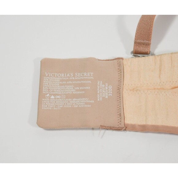 Victoria Secret Biofit Multi Way Beige Satin Strapless Convertible Bra Sz 32DD - Picture 5 of 5
